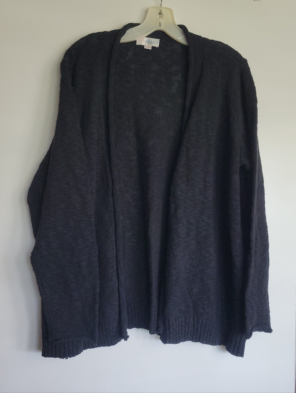 Belle Beach By Kim Gravel Gotta Getaway Sweater Knit Cardigan Black 1X NEW